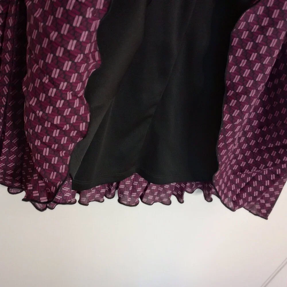 Banana Republic Maroon Geometric Print Pleated Shirt Dress